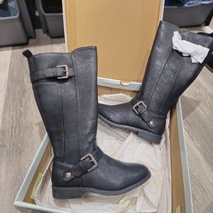 New Girls Memory Foam Tall Black Boots